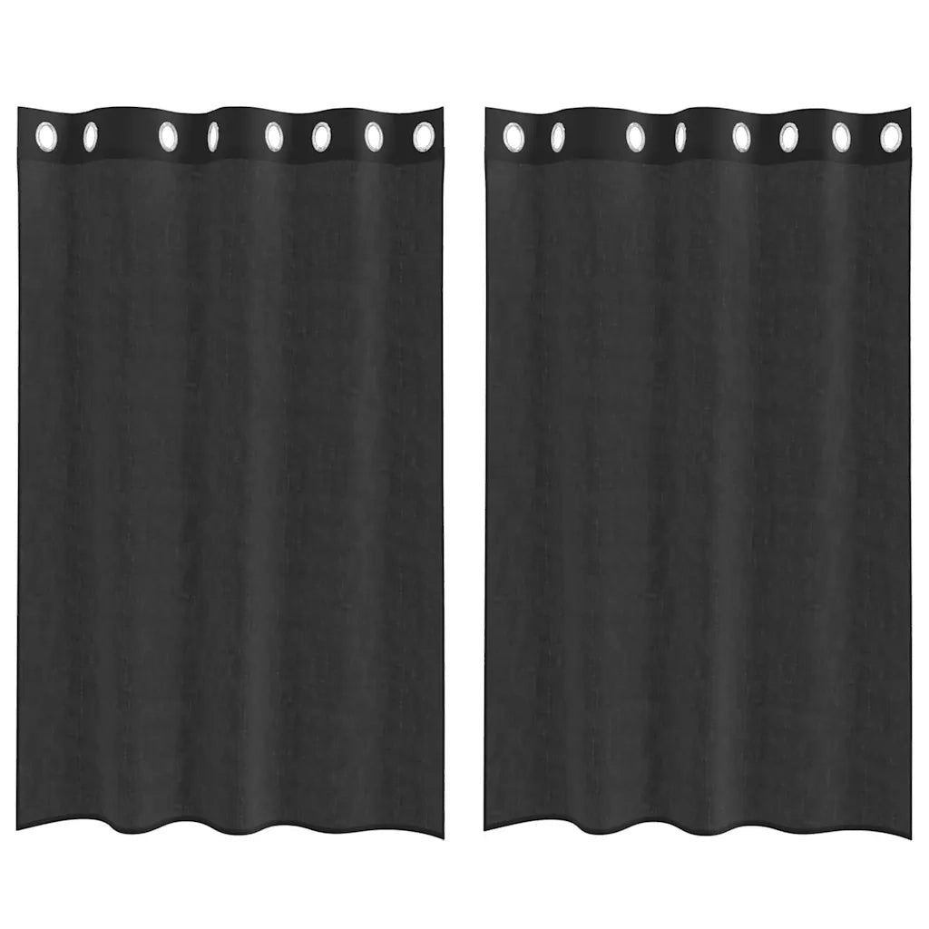 Tende in Voile con Occhielli 2 pz Nero 140x175 cm