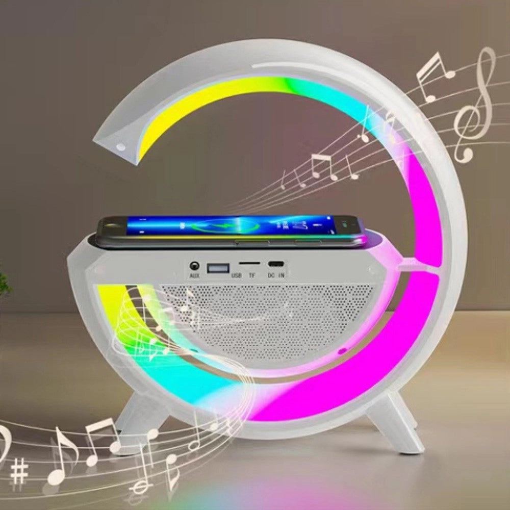 Trade Shop - Lampada Led Caricabatteria Wireless Cassa Speaker Bluetooth Musica Altoparlante -