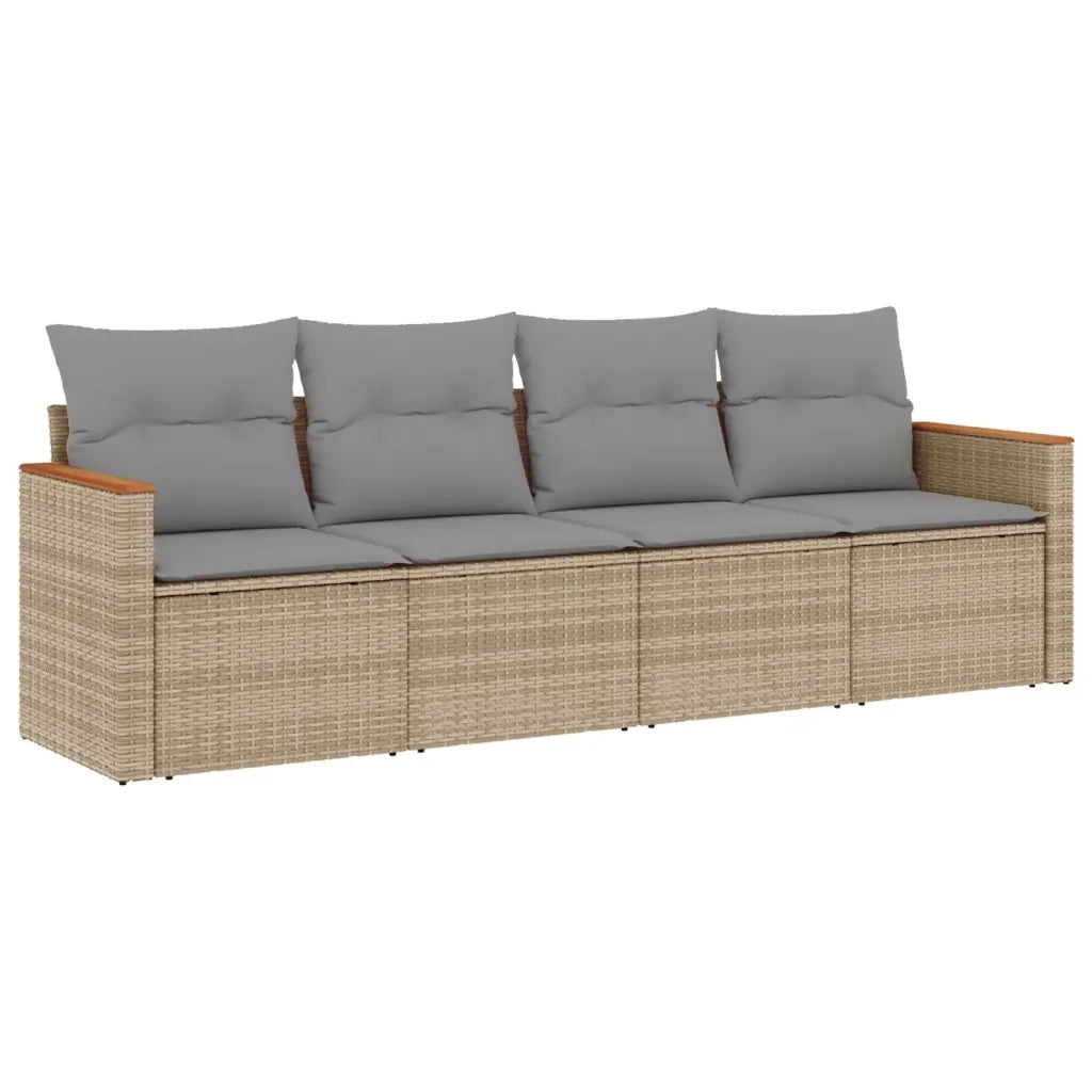Set Divano da Giardino 4 pz con Cuscini Beige in Polyrattan 3258174