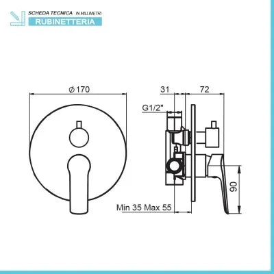 Set doccia incasso completo con soffione 20 slim e kit doccia  Punta+