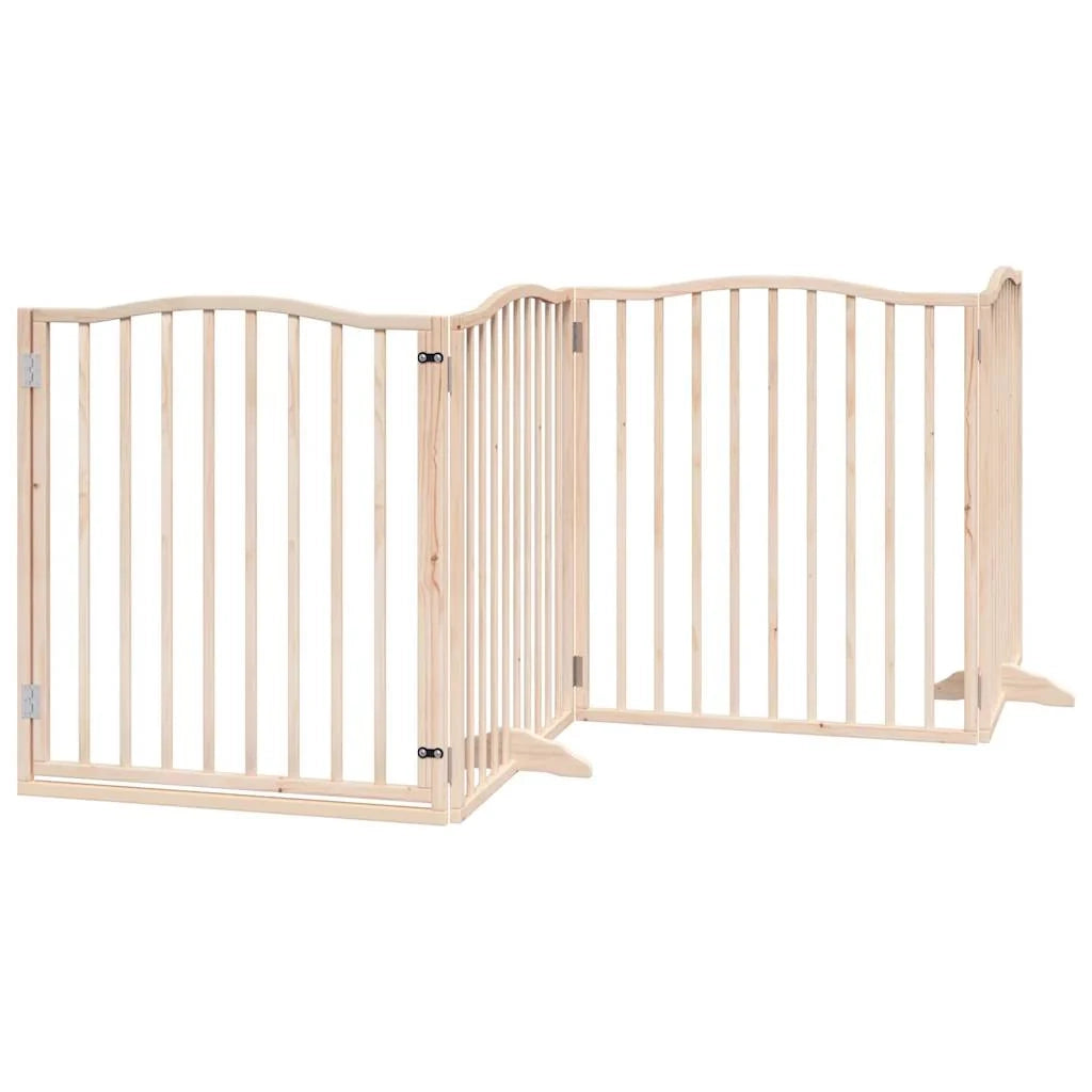 Cancelletto di sicurezza per cani con porta pieghevole 6 pannelli legno di pioppo marrone 02_0023028
