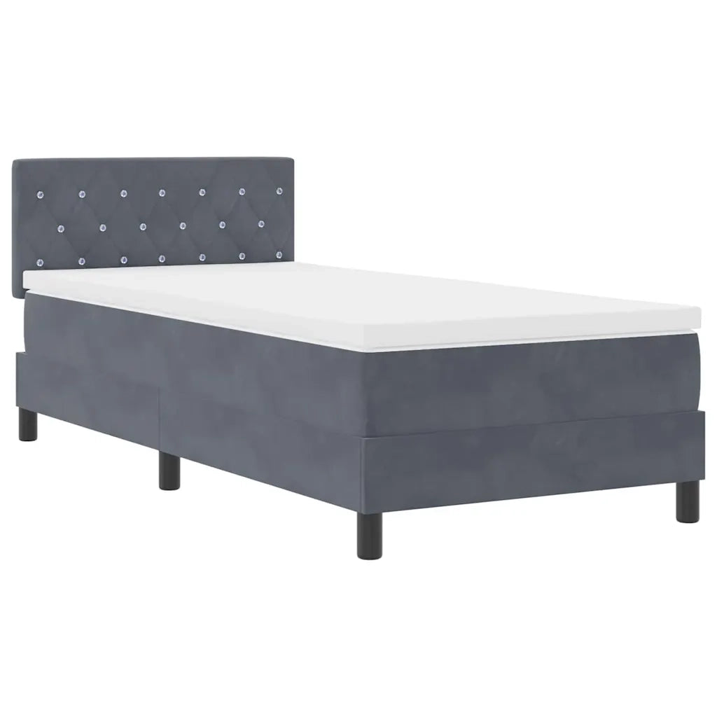 Letto a molle con materasso Grigio scuro 90 x 190 cm Velluto 3339075
