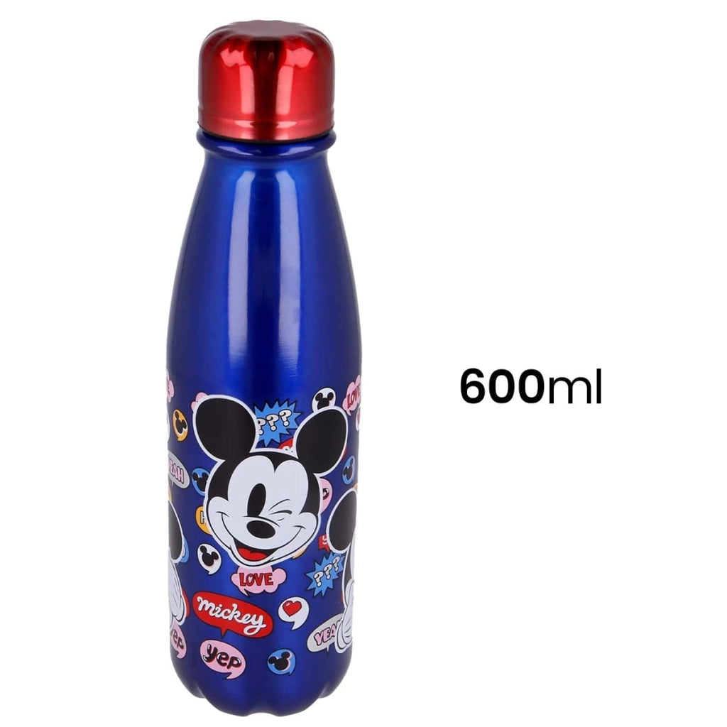 Bottiglia d'acqua da 600 ml con beccuccio versatore e tappo di sicurezza Blu Mickey Mouse