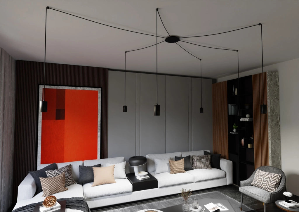 Lampadario Emibig Traker nero 6xGU10 regolabile 300cm
