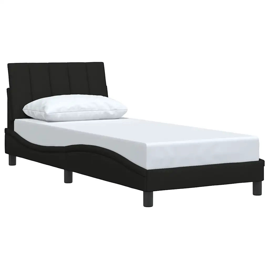 Letto singolo | Letto per adulti | Giroletto senza Materasso Hanko Nero 90x200 cm in Tessuto