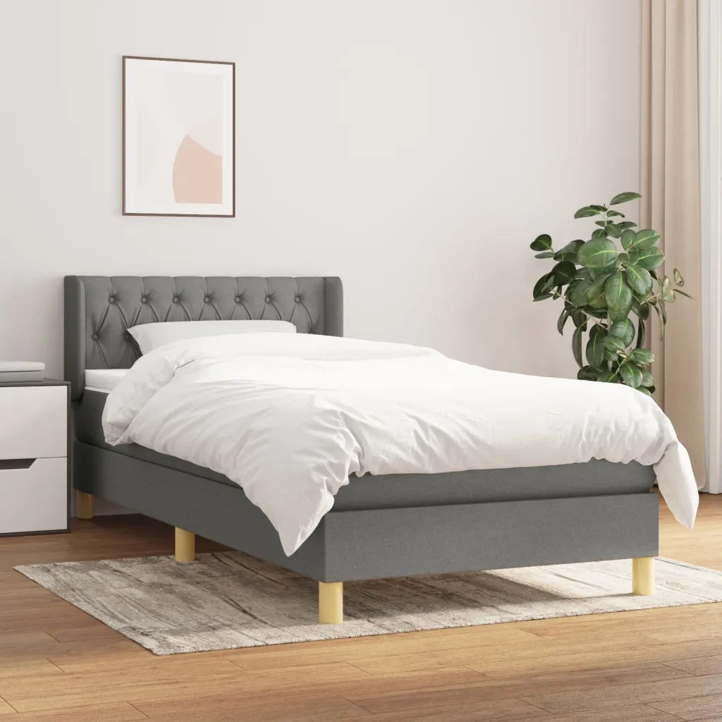 Giroletto a Molle con Materasso Grigio Scuro 100x200 cm Tessuto 3130490