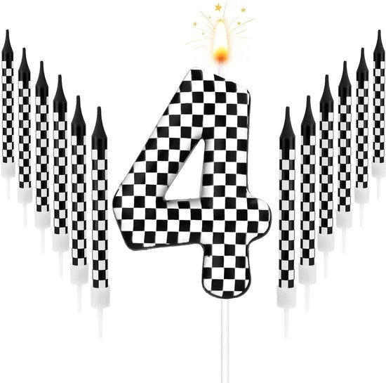 Candelabri per compleanno di auto da corsa - 13 pezzi - candelabro per torta per bambini