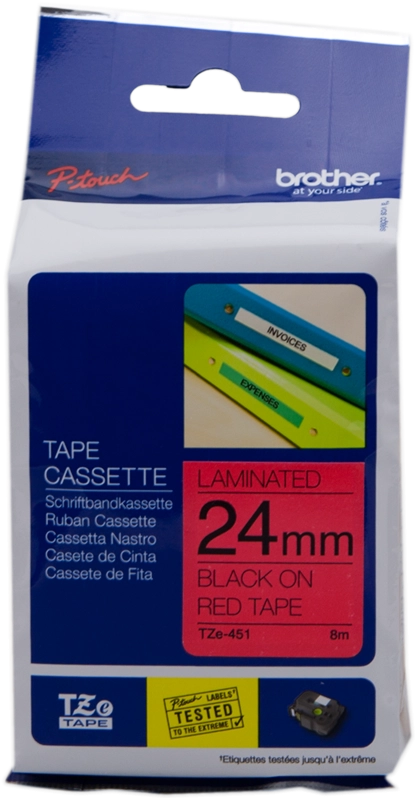 Brother TZE-451 nastro per etichettatrice Nero su rosso TZ