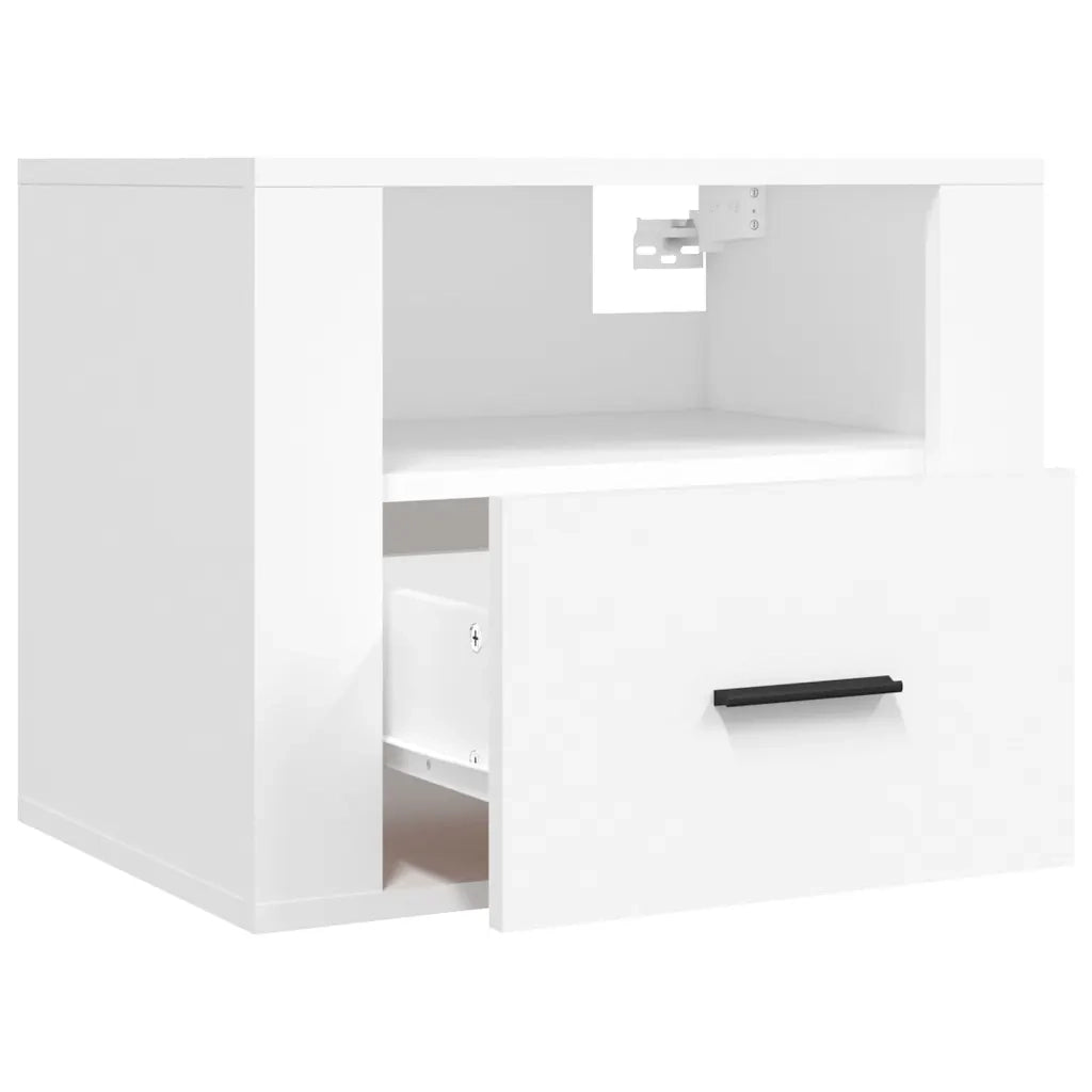 Set di 2 Comodini | Armadio da Notte | Mobiletto da notte a Muro Bianchi 50x36x40 cm