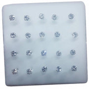 Trade Shop - 3 Piercing Orecchini Naso 3 Mm Brillantino Bianco Brillantini Argento Orecchino -