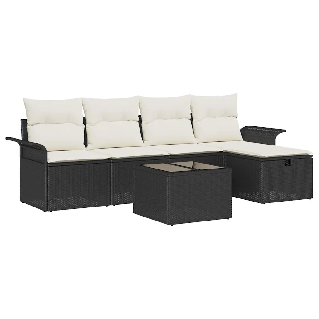 Set Divano da Giardino con cuscino 6 pcs Nero Poly Rattan 3360198