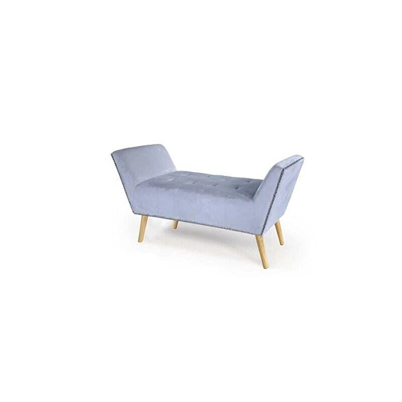 PANCA IN VELLUTO CON GAMBE LEGNO 117 X 40 X 60 CM IN COLORE CIELO