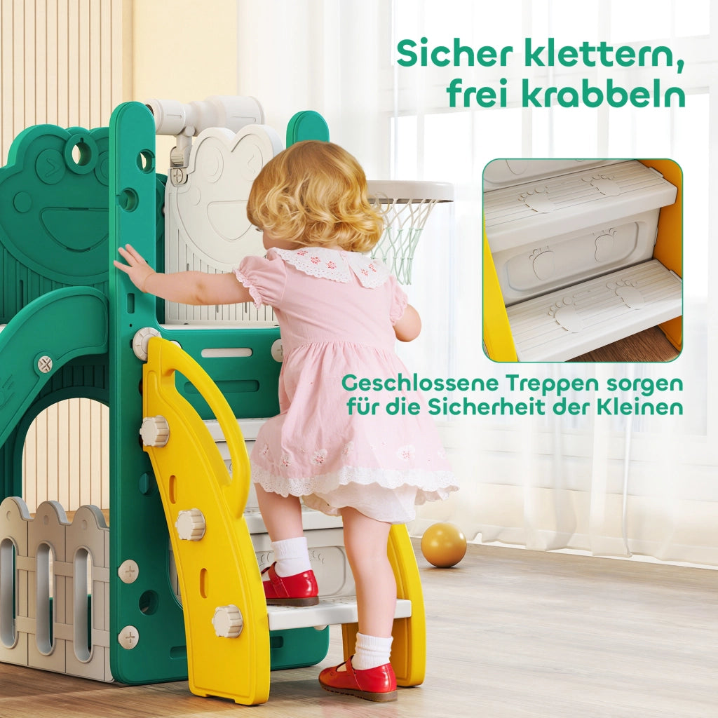 Set Scivolo 5 in 1 con Canestro Basket ¨C Xylo ¨C Giallo e Verde