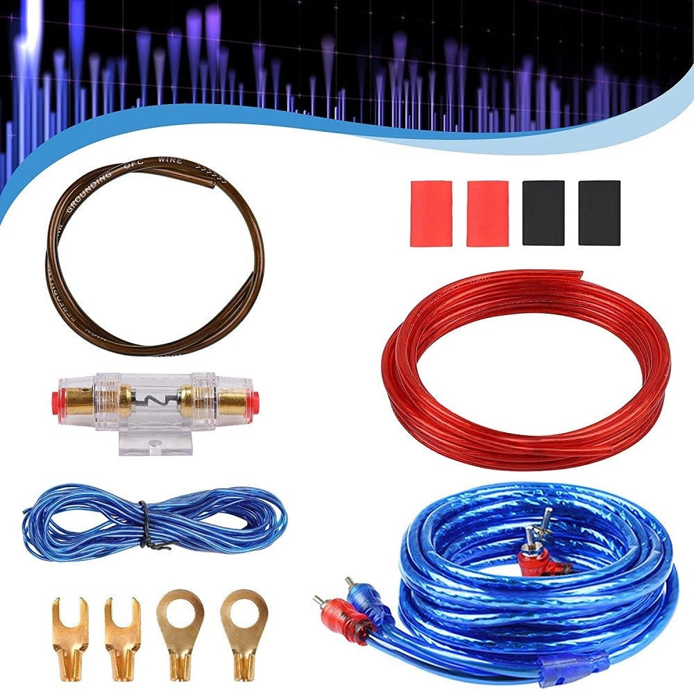Trade Shop - Set Cavi Per Amplificatori Auto 8ga Cablaggio Amplificatore Subwoofer Audio Amp -