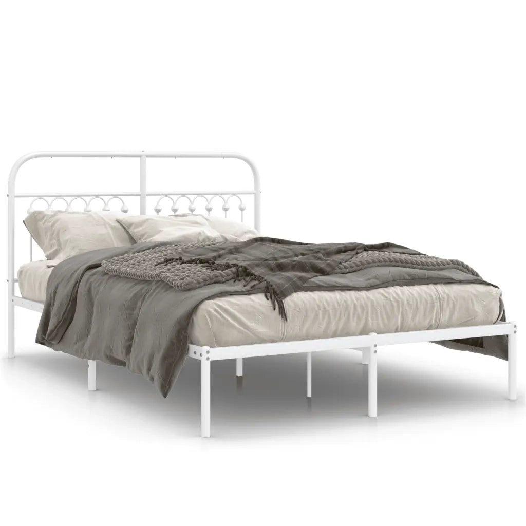 Giroletto con Testiera Metallo Bianco 140x190 cm 376649
