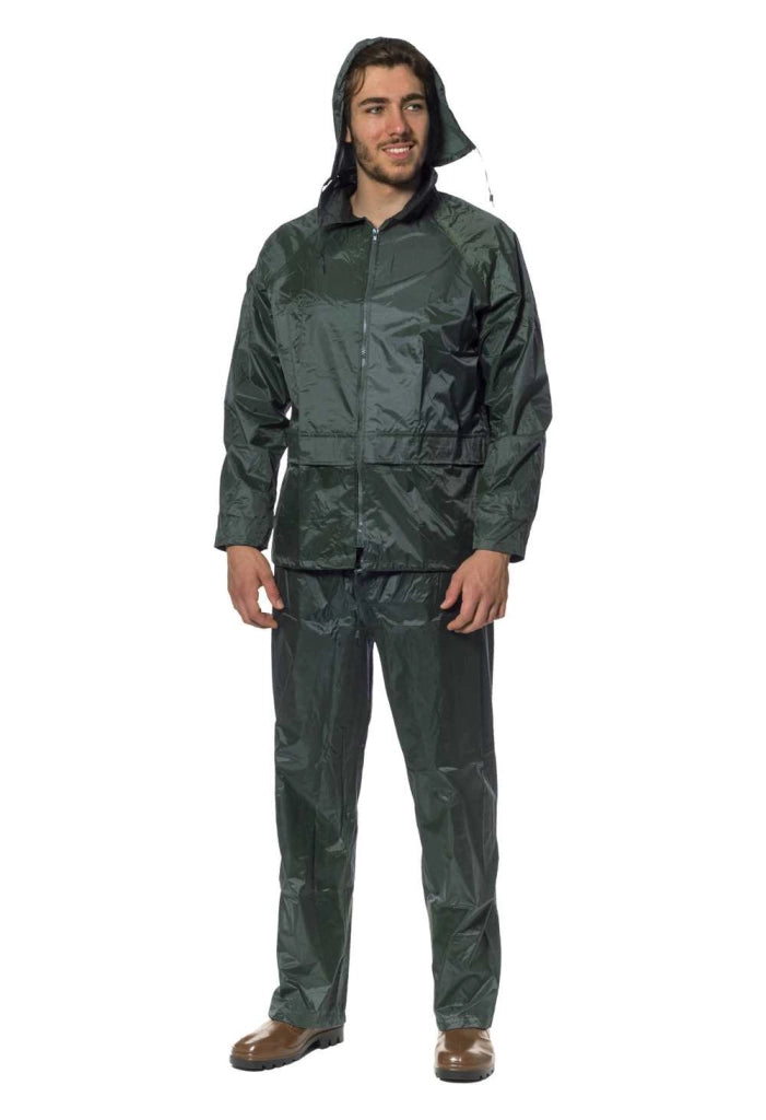 COMPLETO GIACCA E PANTALONE IMPERMEABILI XXXL VERDE