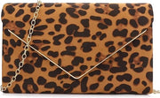 Clutch per matrimonio, borsa a catena, borse a mano per donna, piccola, elegante borsa in velluto, borsa a tracolla, classica clutch, borsa da sera, matrimonio (leopardo)