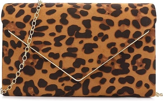 Clutch per matrimonio, borsa a catena, borse a mano per donna, piccola, elegante borsa in velluto, borsa a tracolla, classica clutch, borsa da sera, matrimonio (leopardo)