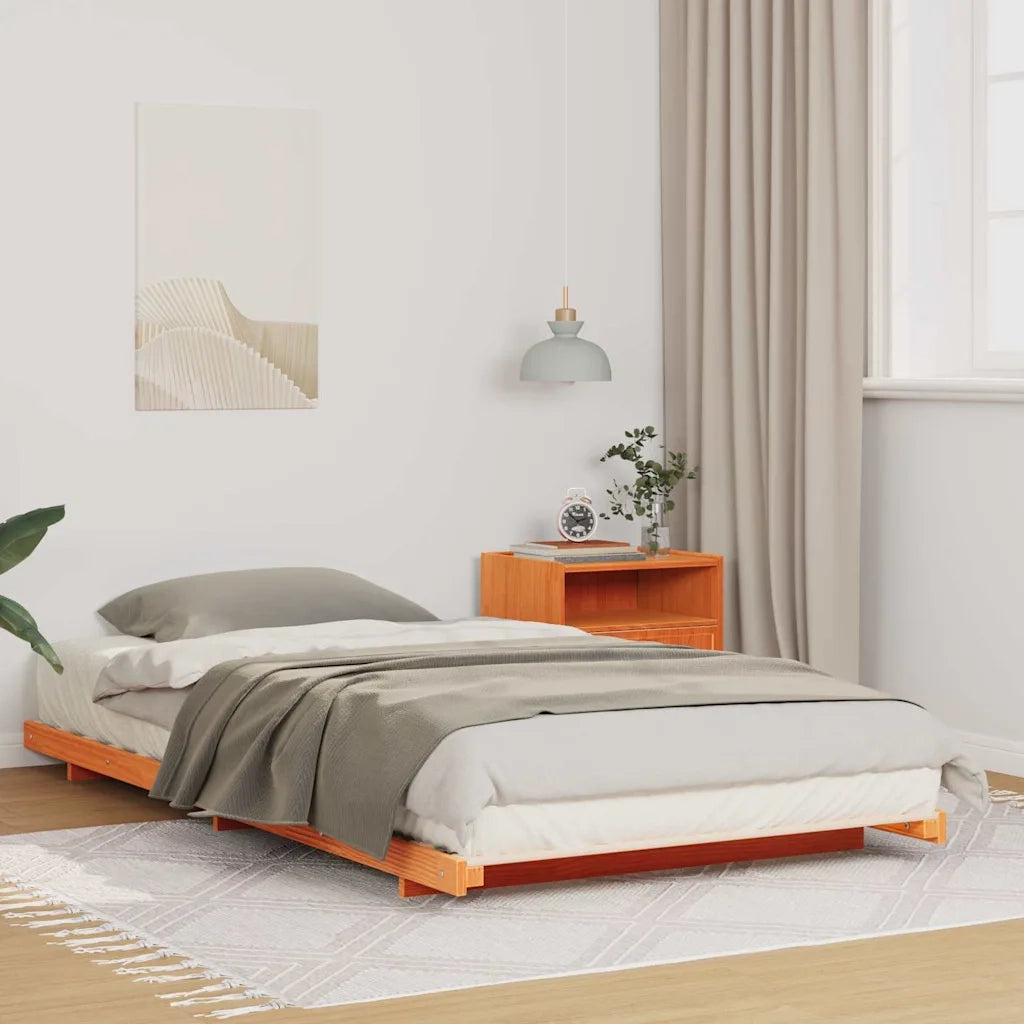 Letto singolo | Letto per adulti | Struttura del letto Marrone cerato 90 x 220 cm Pino massello