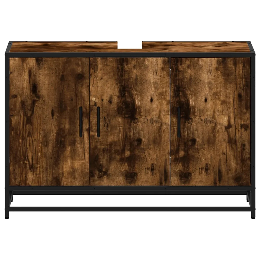 Mobile Lavabo | Armadio Lavabo Bagno Rovere Fumo 90x33x60 cm Legno Multistrato