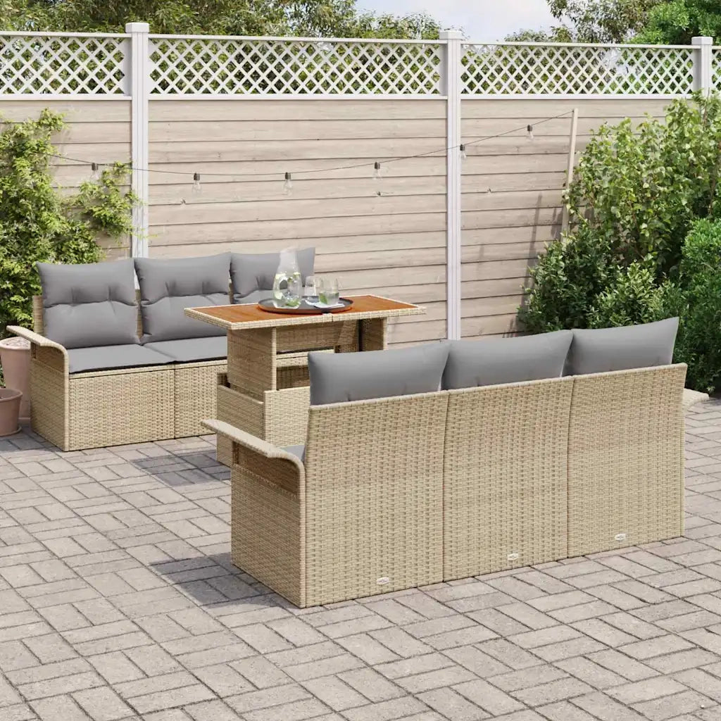 Set Divano da Giardino 7 pcs Beige Poly Rattan 3358016