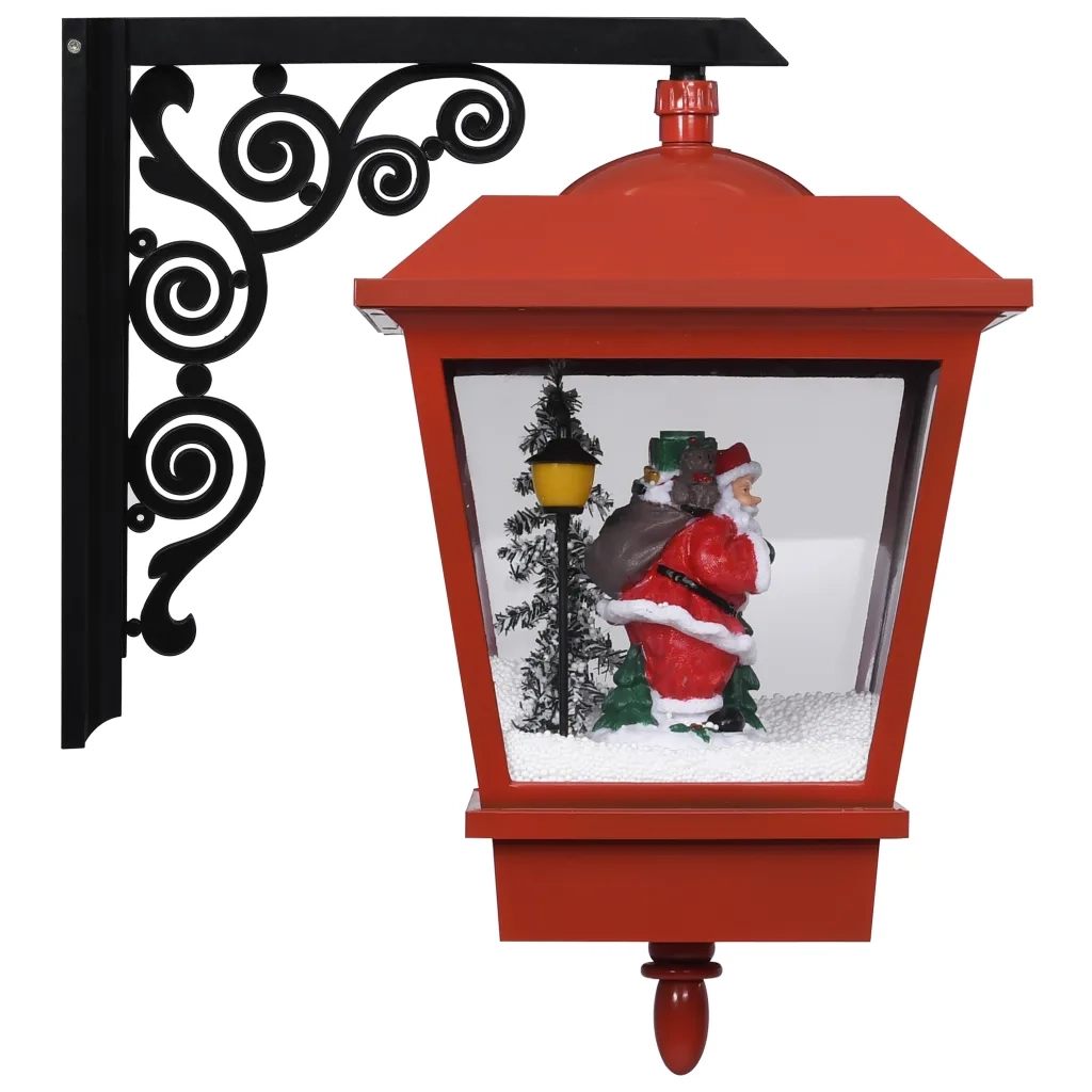 Lampada Natalizia da Parete LED e Babbo Natale Rossa-Luci decorative natalizie 40x27x45cm