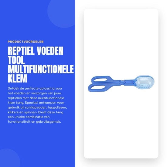 Manico multifunzionale per la cura dei rettili - Spatola - Chiusura cibo - Funzione cucchiaio - Aperture di ventilazione - Blu