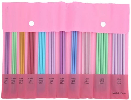 Set di Aghi per Maglia a 55 Stelle - Aghi a Doppia Punta Colorate in Metallo - Progettazione Ergonomica - Materiale in Alluminio - Adatto per Principianti - Ideale per Piccoli Progetti di Maglia - Breinetto