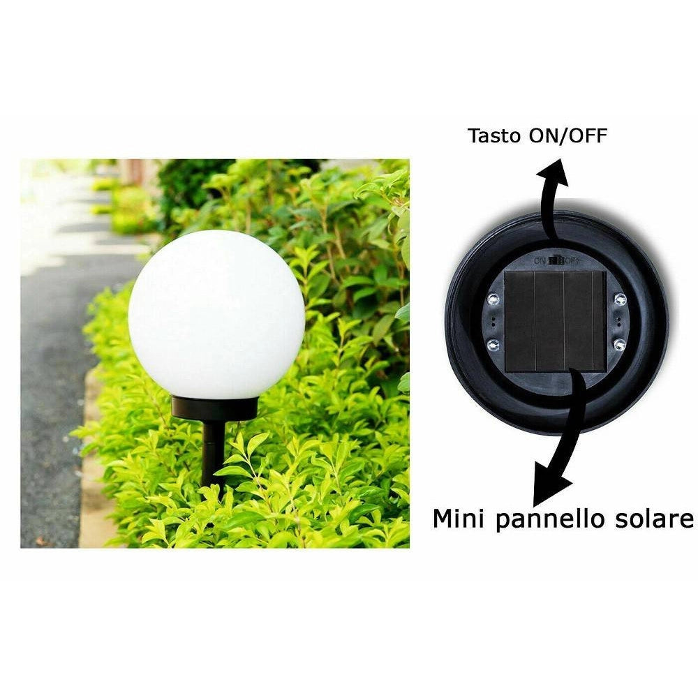 Trade Shop - 6 Lampione Solare 1 Led Giardino 10 Cm Picchetto Lampade Globo Esterni Te-b0164 -