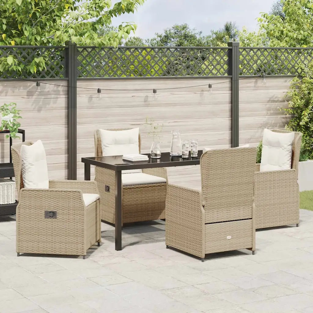 Set da Pranzo per Giardino 5 pcs Beige e Grigio Chiaro