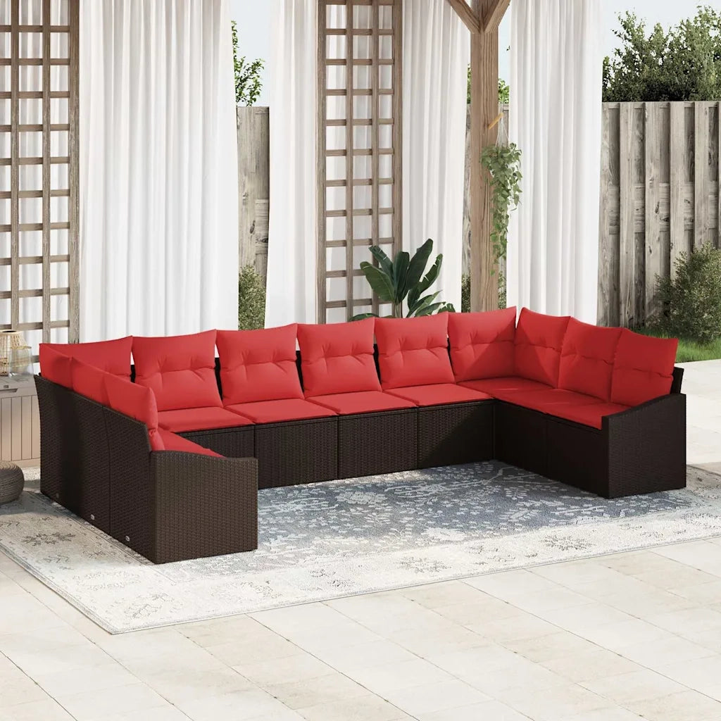 Set di divani 10 pz Marrone polyrattan 3346904