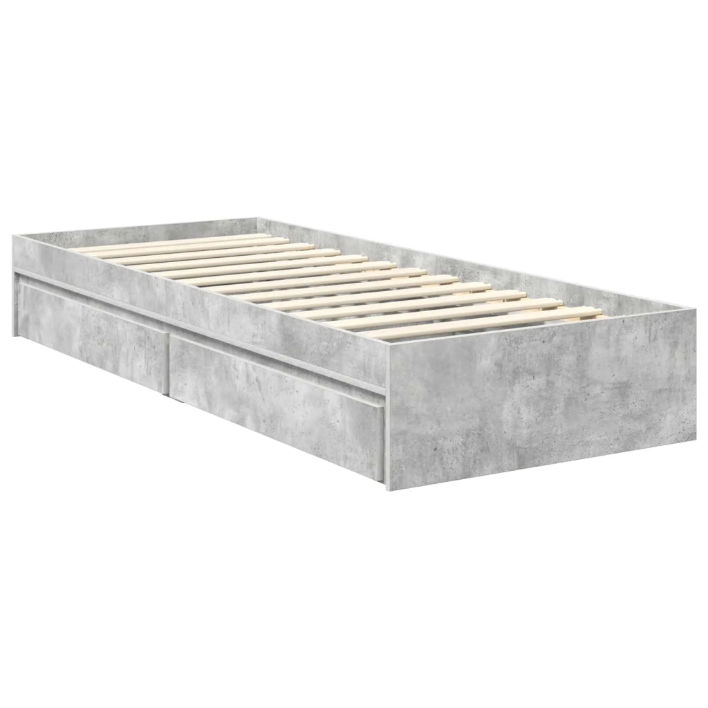 Letto con Contenitore con testiera Grigio cemento 70 x 190 cm