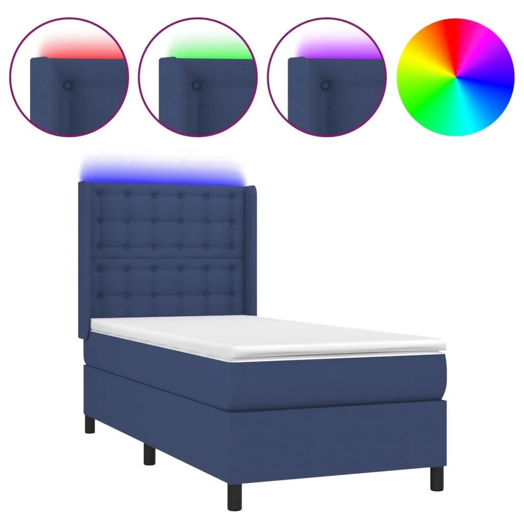 Letto a Molle con Materasso e LED Blu 90x200 cm in Tessuto 3138611