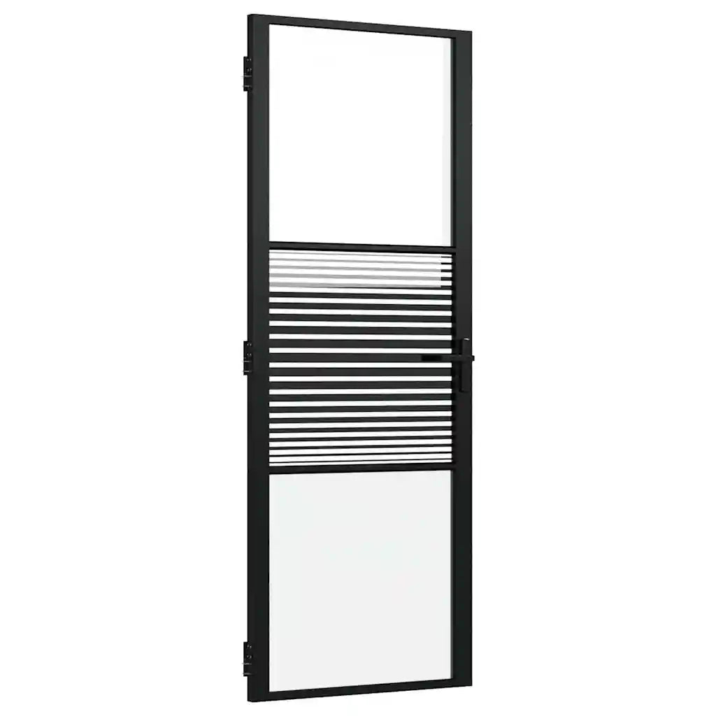 Porta in vetro Rigato Nero 76 x 3.5 x 201.5 cm Alluminio