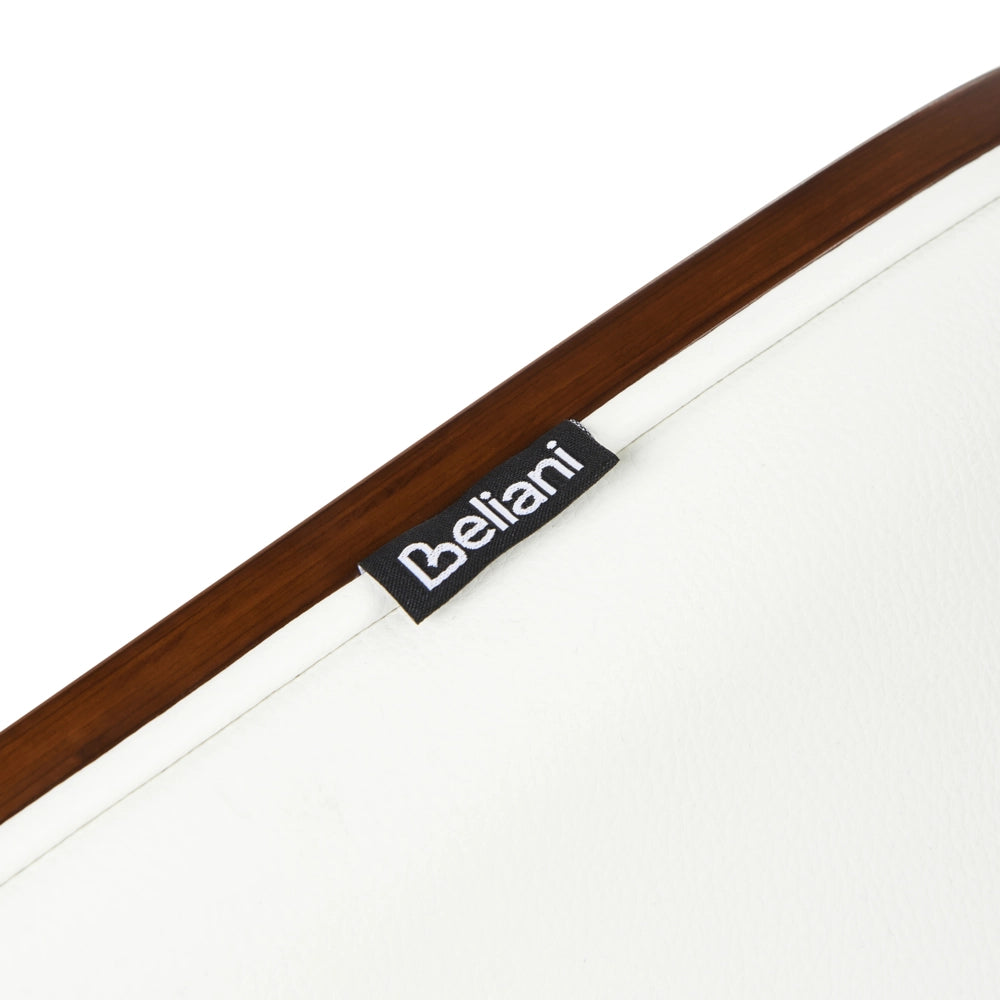 Sedia da ufficio ecopelle bianco e legno scuro arredamento da ufficio elegante