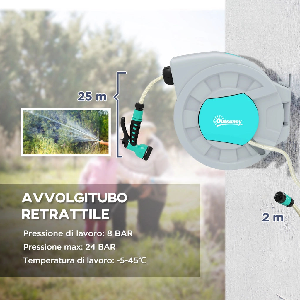 Avvolgitubo Automatico a Parete e Portatile ¨C Minimal ¨C Grigio 25+2 m