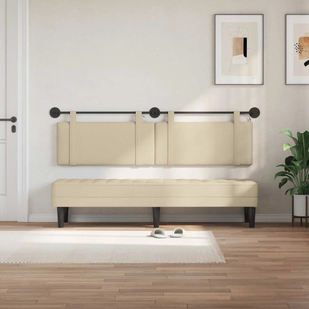 Testiera sospesa Con luce LED Crema Tessuto 3424004
