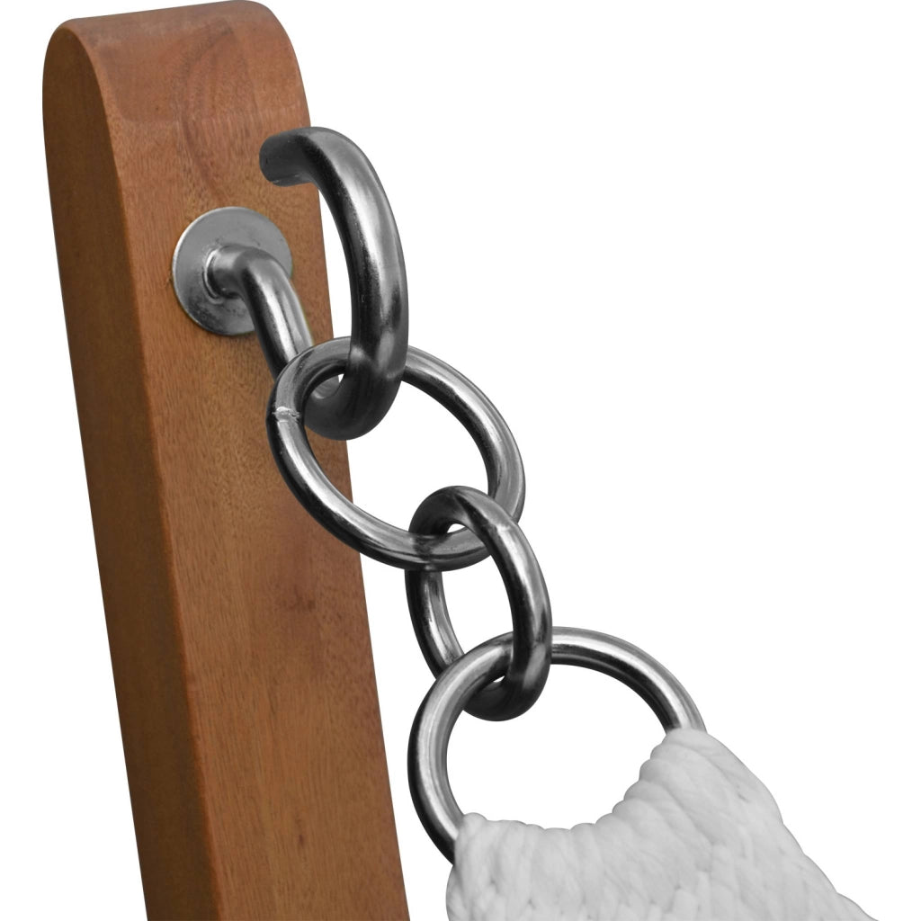 Amaca in legno con telo in cotone, bianco