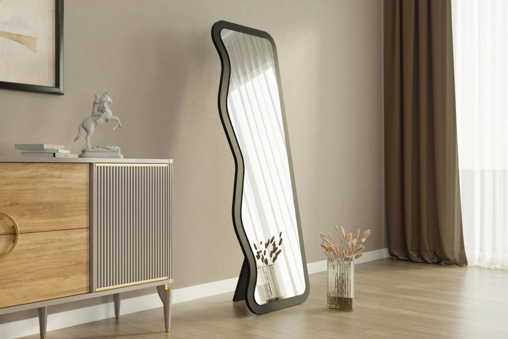 Specchio in legno "Asel" - 50 x 160 cm - Nero