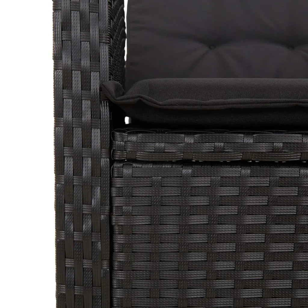 Set da Pranzo da Giardino 2 pz con Cuscini Nero in Polyrattan 3277394