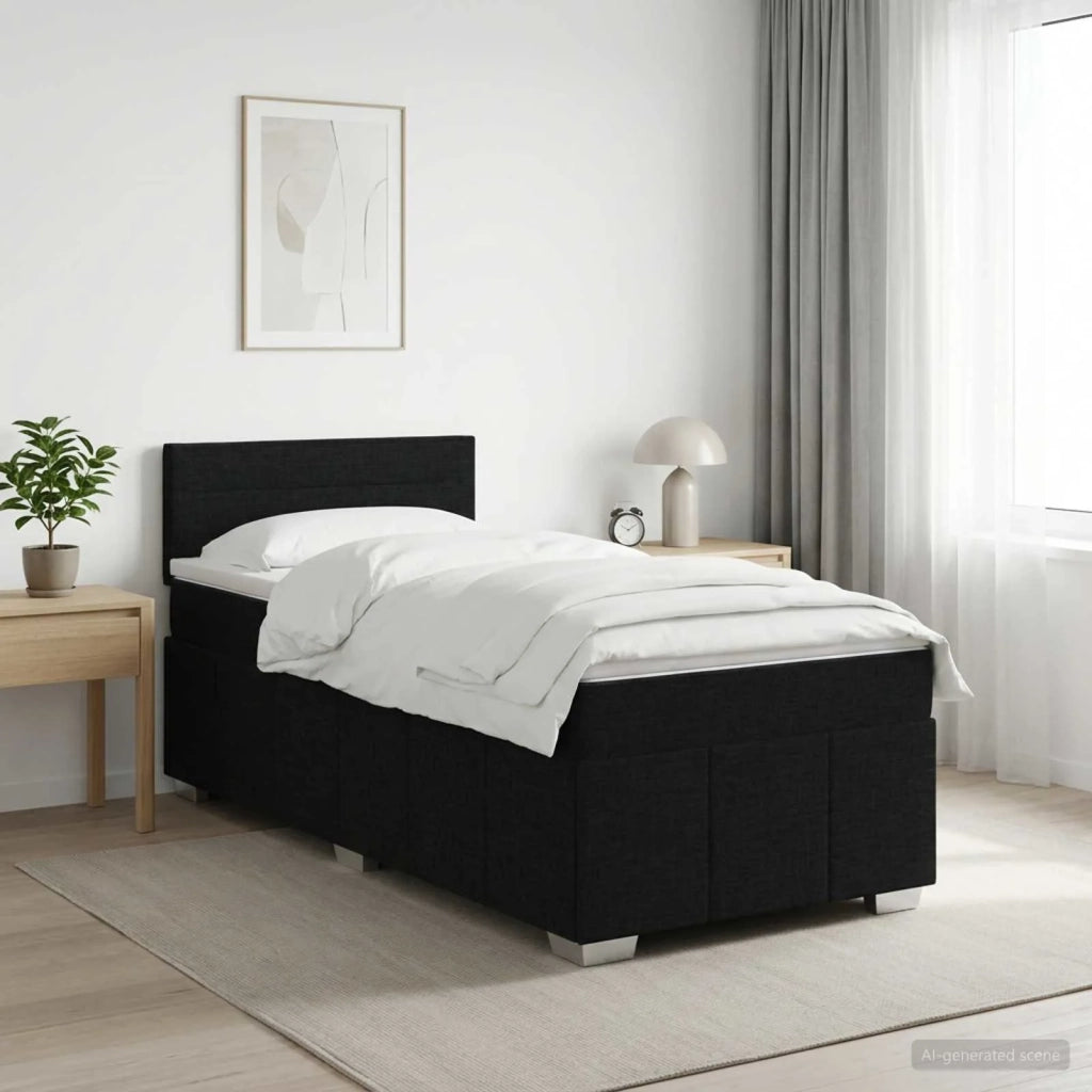 Letto box spring con materasso Nero 100 x 200 cm Tessuto 3451138