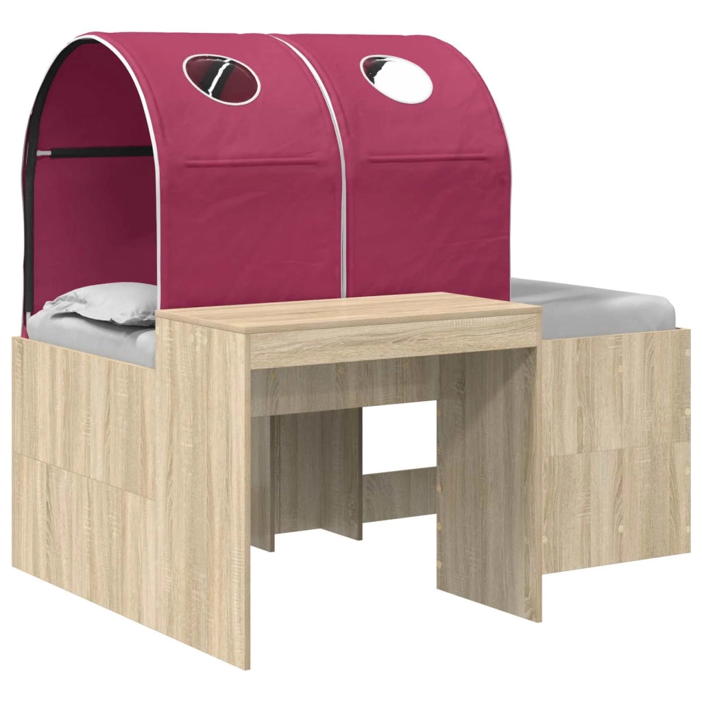 Letto con Tunnel 3 pz Rovere Artigianale e Rosso 3423519