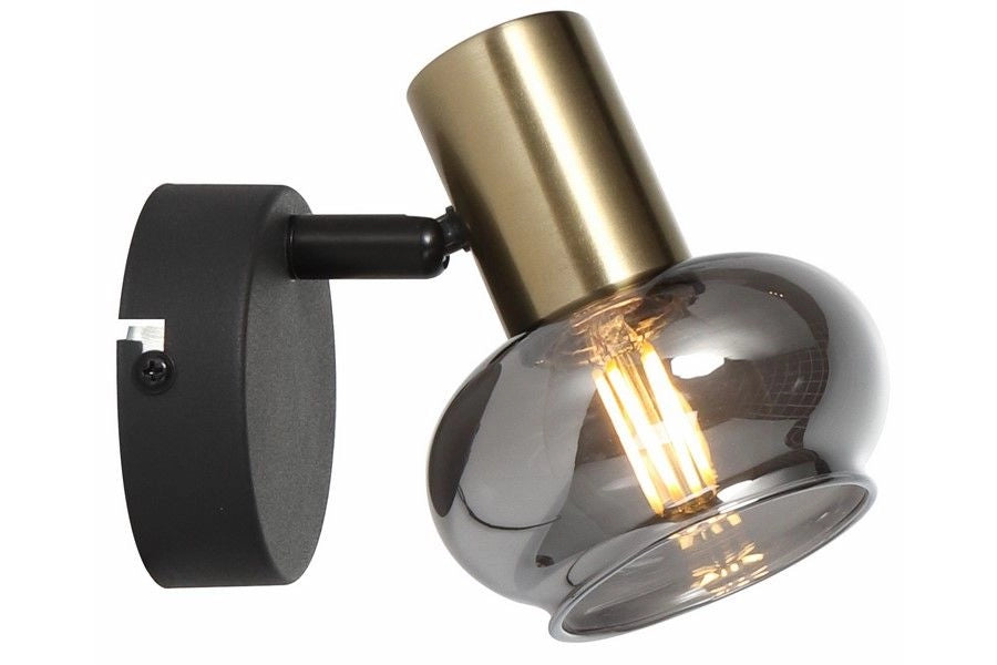 Applique moderna nero oro Lauree paralume scuro E14 Reality