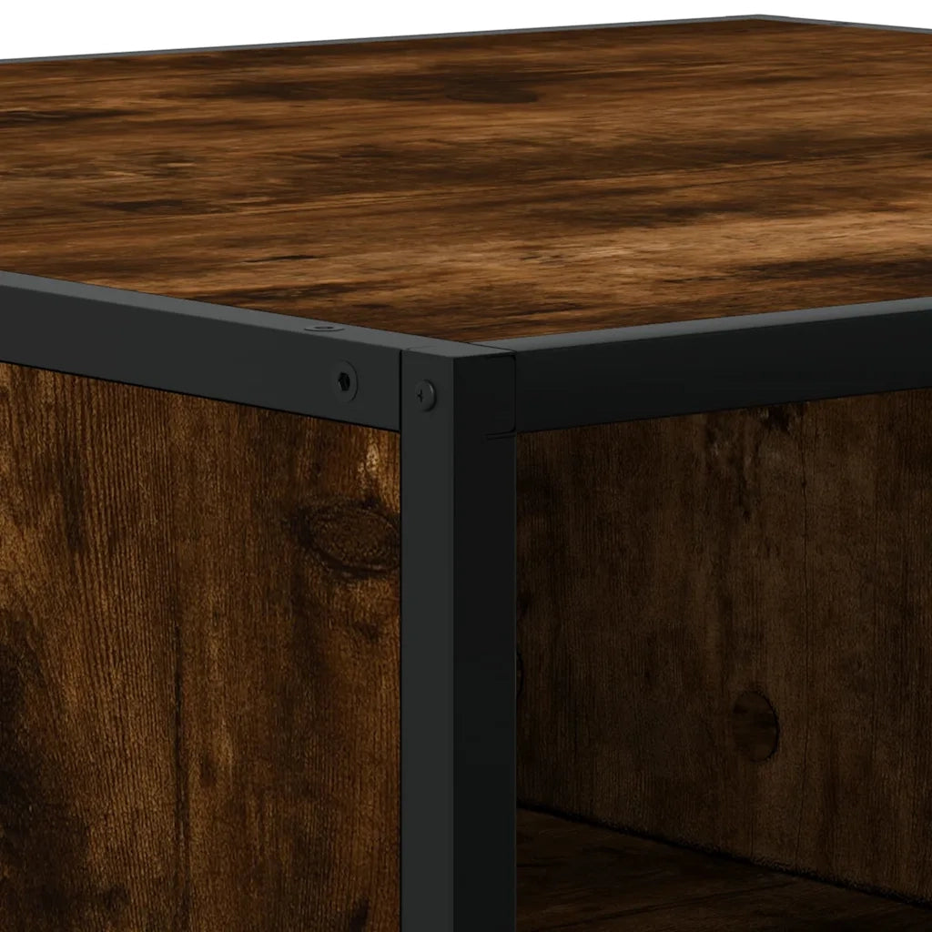 Tavolino-Tavolino da soggiorno-Tavolo Rovere Fumo 80x80x30 cm in Truciolato e Metallo