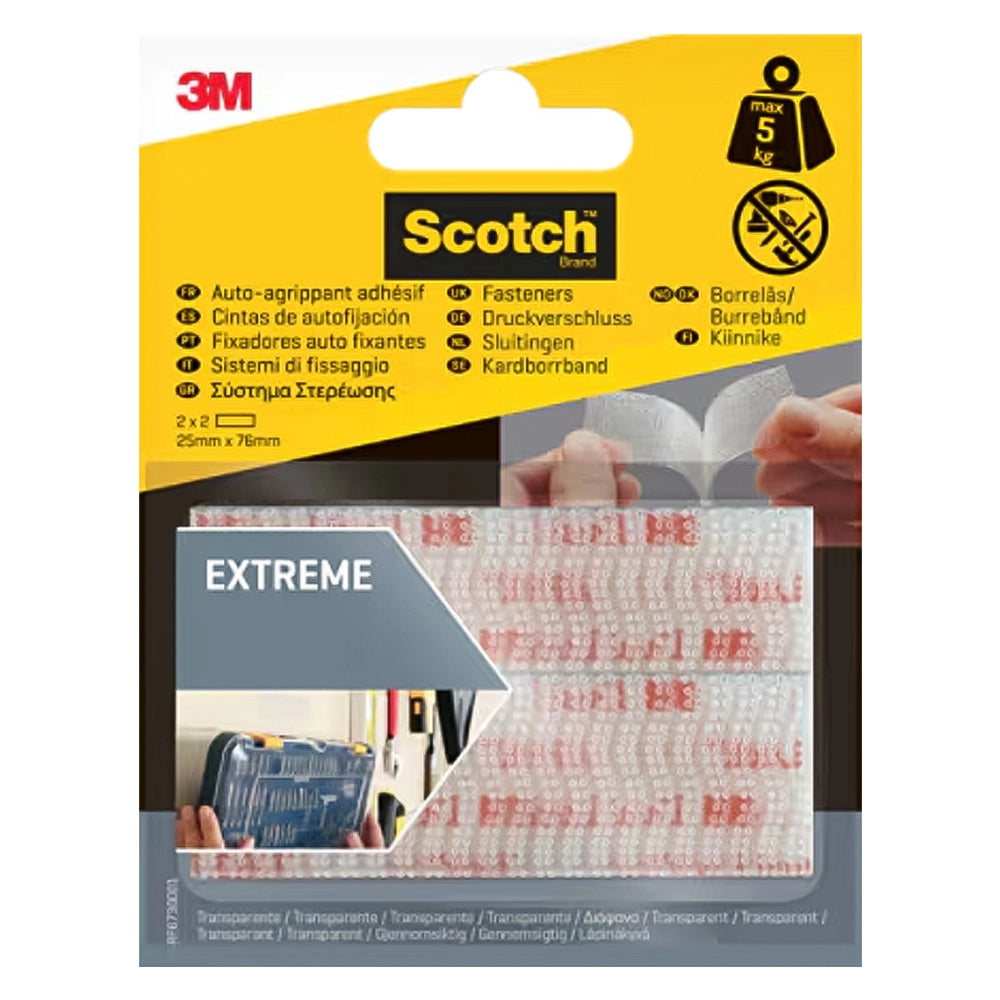 Sistema di Fissaggio Richiudibile 3M Extreme Colore Trasparente 25 x 76 mm