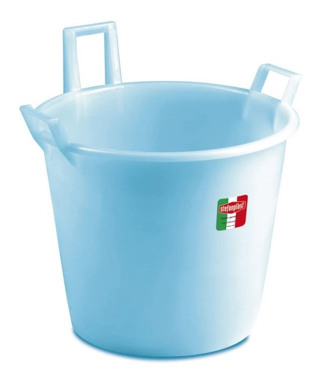 Mastello in plastica politilene blu con 3 manici vino alimenti tondo 70 cm 125 litri