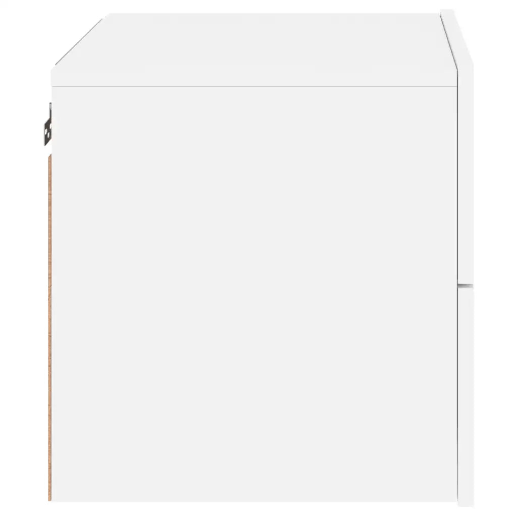 Comodino | Armadio da Notte | Mobiletto da notte a Parete con Luci LED Bianco
