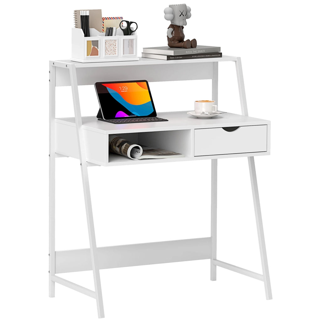 Scrivania con cassetti e scaffale ¨C Minimal ¨C bianco metallo