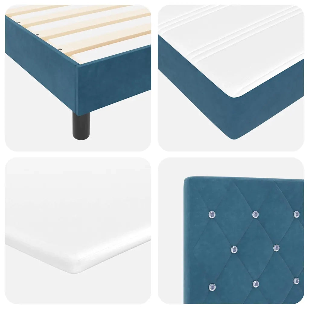 Letto a molle con materasso Blu Scuro 90 x 200 cm Velluto 3339084