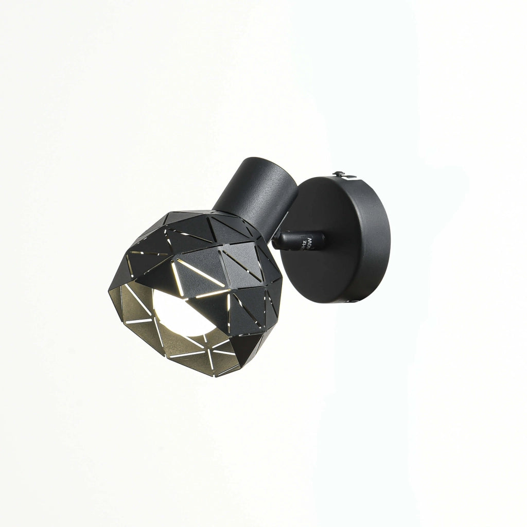 Applique Reus nera 1 luce E14 metallo Light Prestige